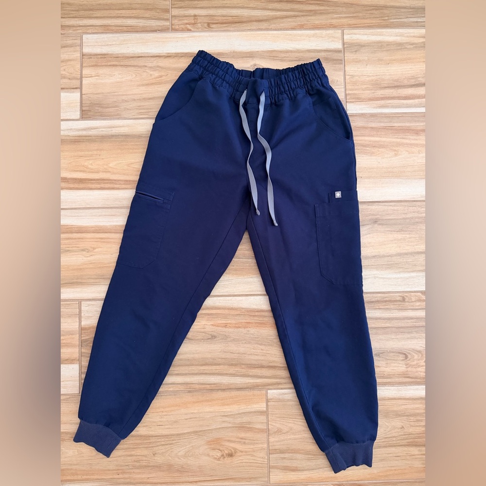 Navy Elastic Waist FIGS Cargo Joggers